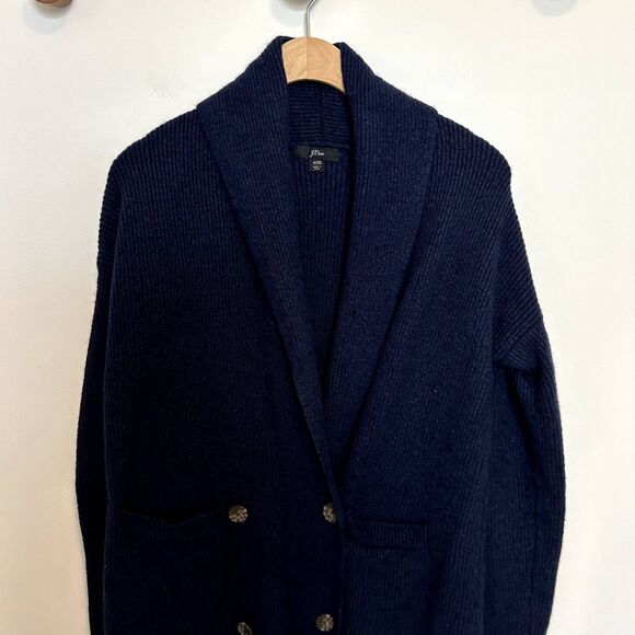 J.crew Long Sleeve Double Breasted Cardigan Jacket Navy XXS Wool Alpaca - Picture 4 of 16